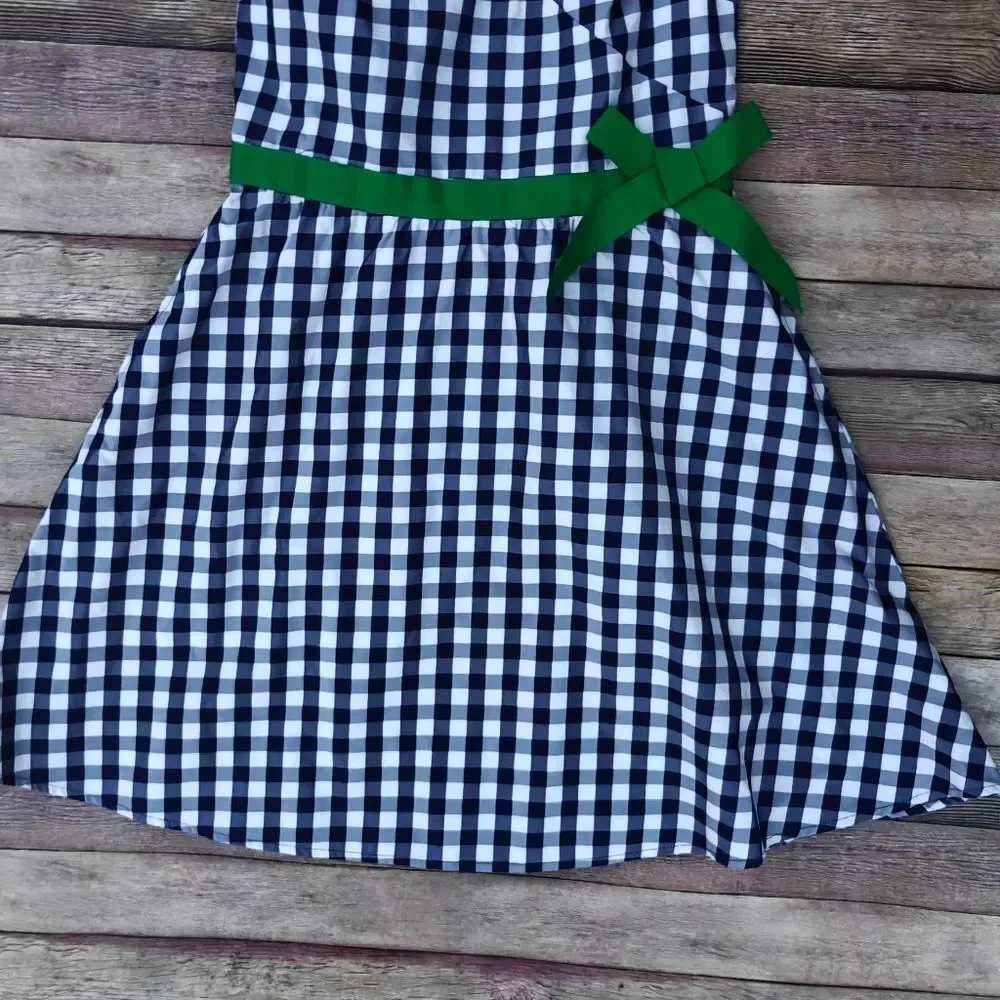 Classic Prep Ann Dress Midnight Gingham Taffeta Size 10